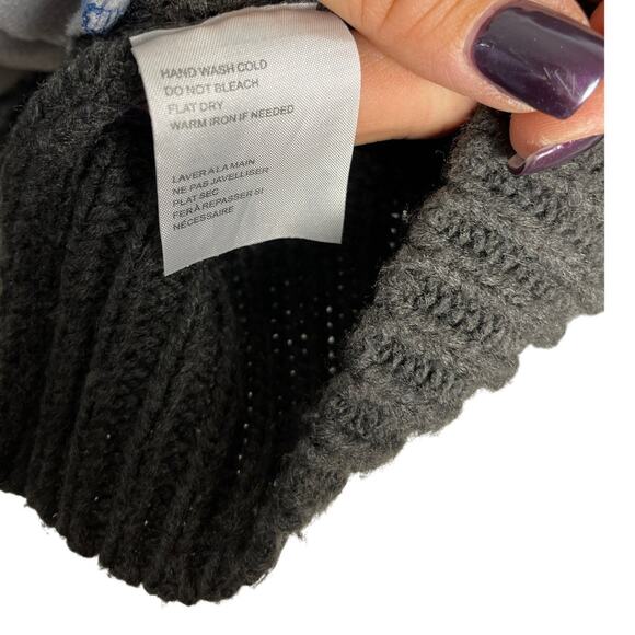 Elodie Gray Pullover Chunky Knit‎ Crewneck Sweater Pom Pom Sleeves Size Medium - Picture 10 of 10